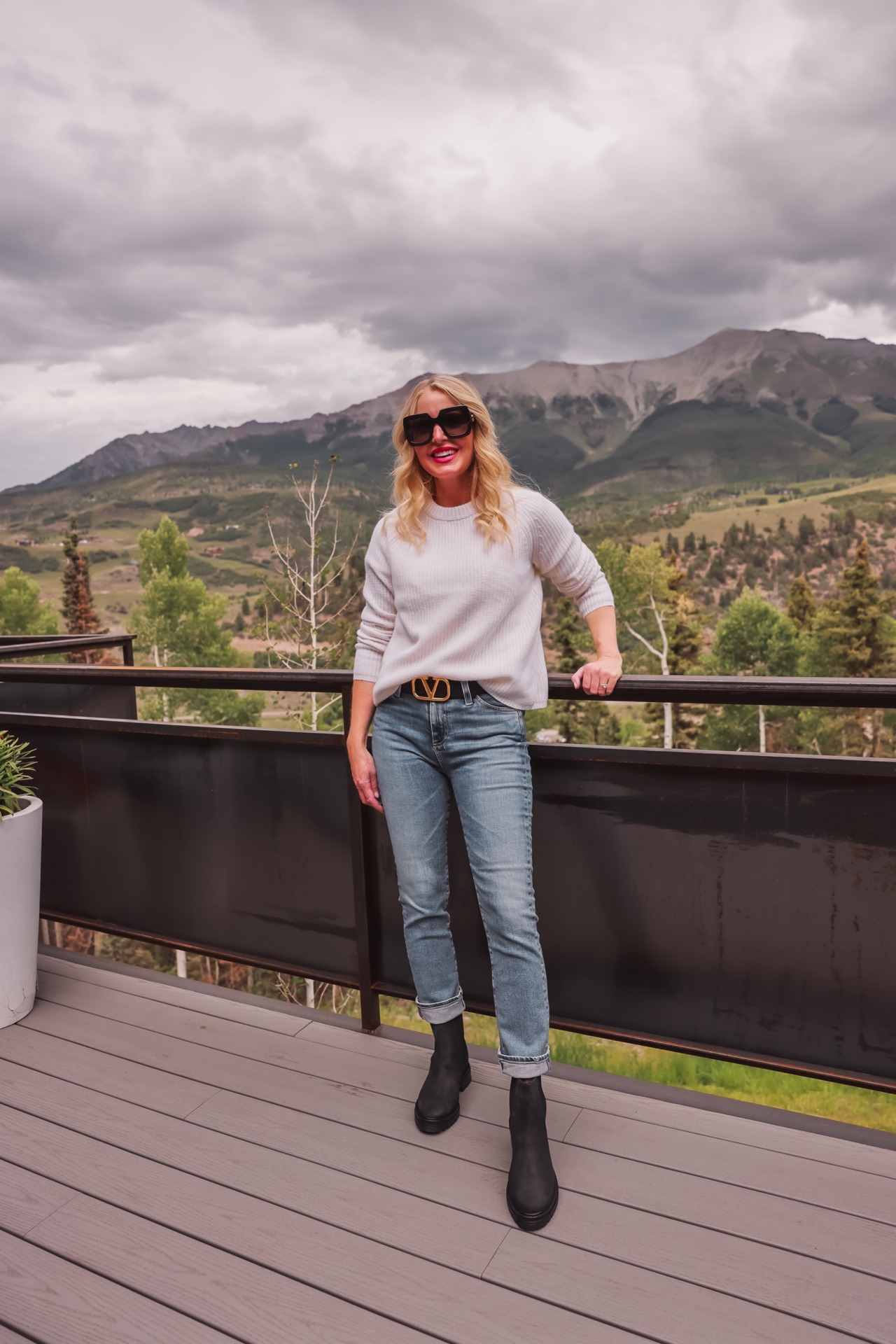 Straight-Leg Jeans & Block Heel Ankle Boots